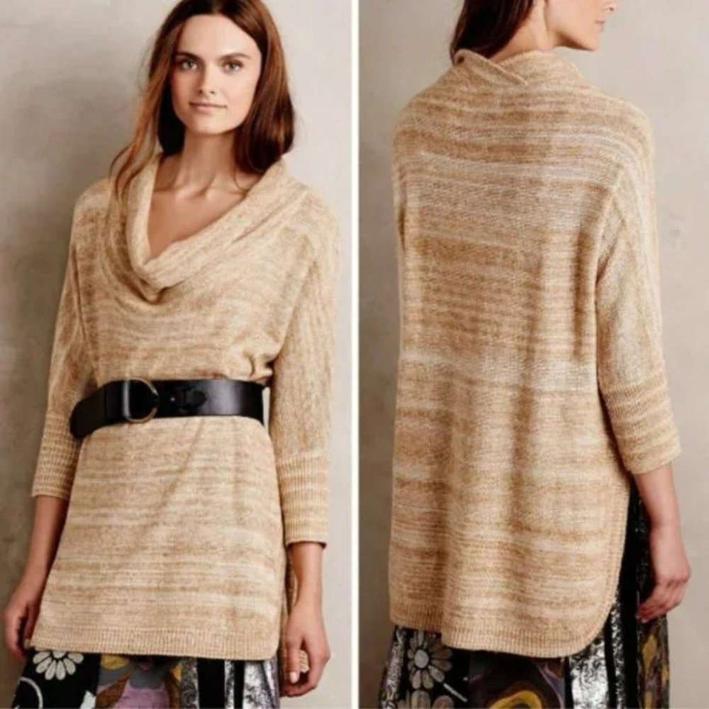 Anthropologie | Field Flower Cowl Neck Cotton Blend Oversized Tunic Swea…